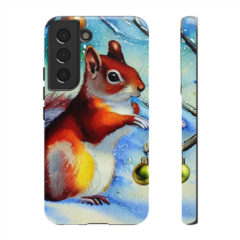 A Squirrel Decorates the Forest for Christmas - Impact Resistant Phone Case Samsung Galaxy S22 Glossy